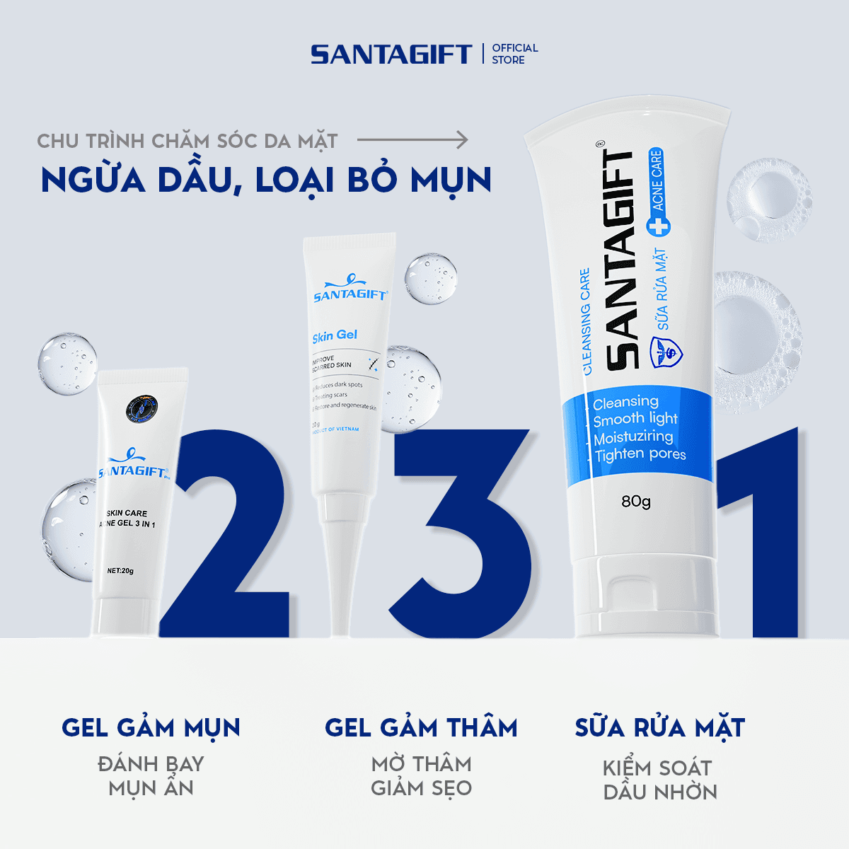 Gel Hỗ Trợ Giảm Mụn Gamma Santagift Pro 20g Skincare Làm Đẹp Da - GGM